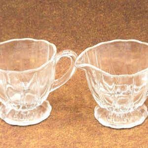 Viking Handmade Glass Sugar Creamer Clear/w Hint of Glow Under UV Mid-Century